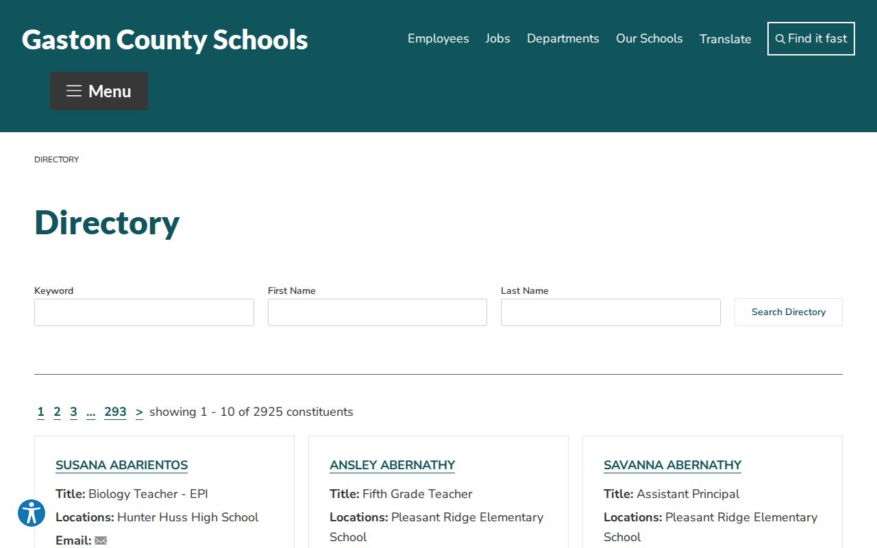Gastonia people search in the Gaston County Schools directory