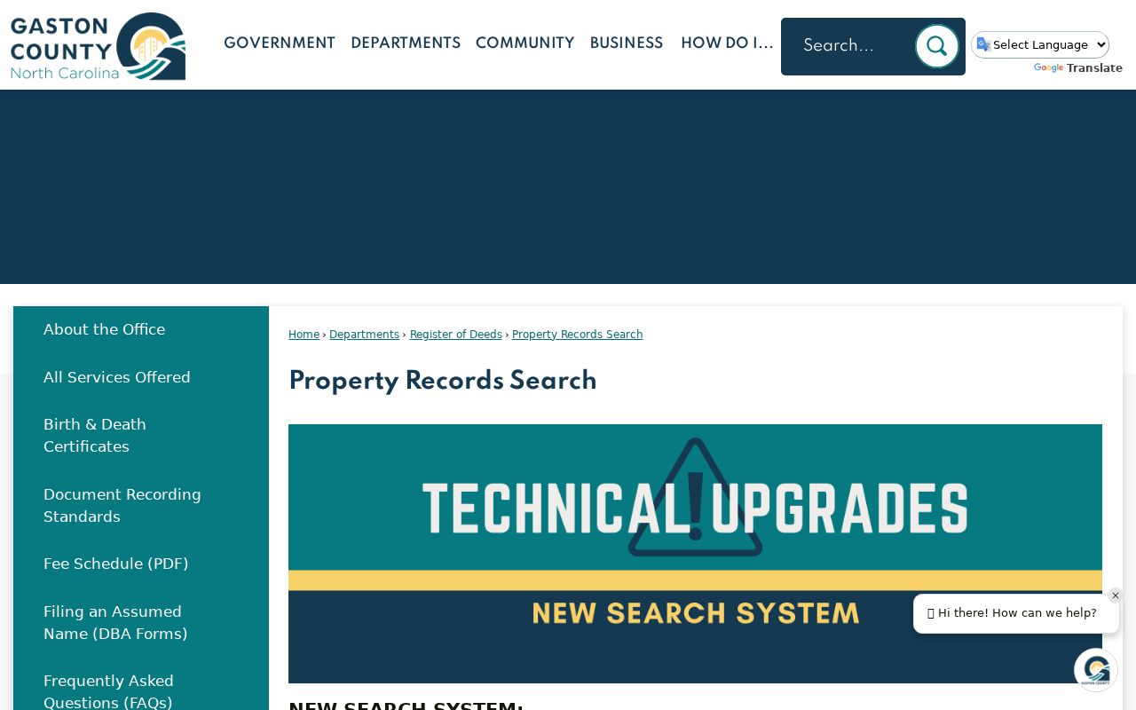 Gastonia public records instructions for the new property search