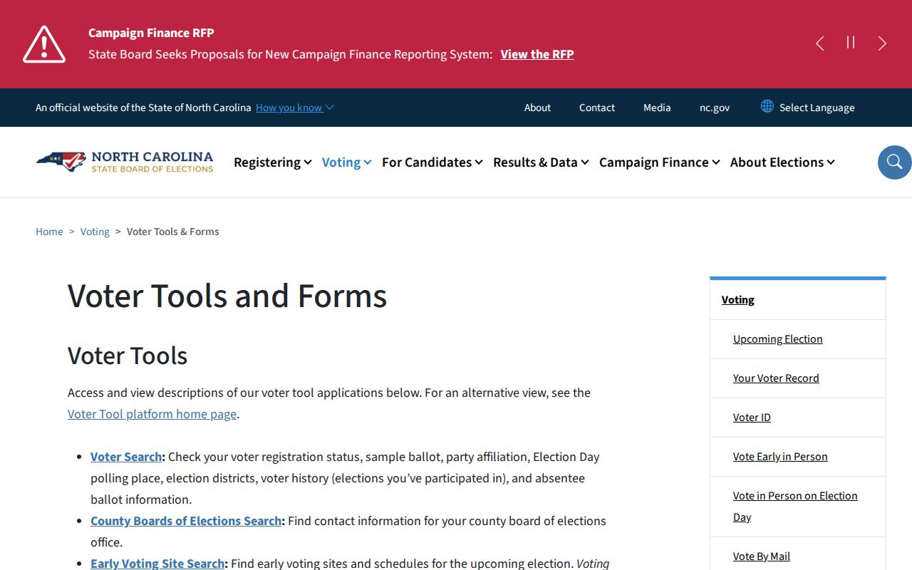 Gastonia voter registration official North Carolina voter tools