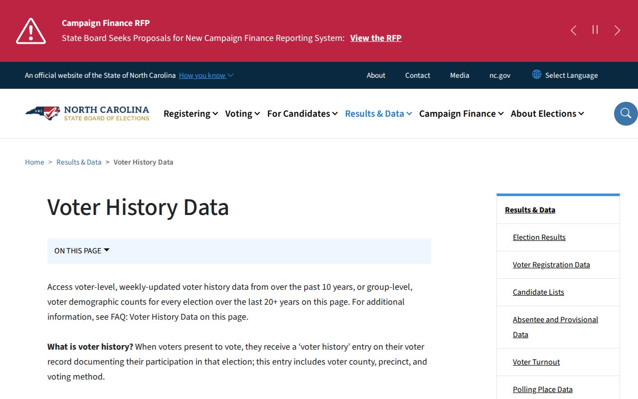 Gastonia voter records history data downloads